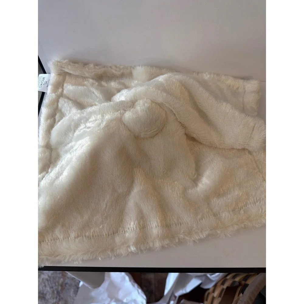 Red Dolphin Cream Polar Bear Baby Security Blanket‎ Rosette Swirl Faux Fur Lovey
